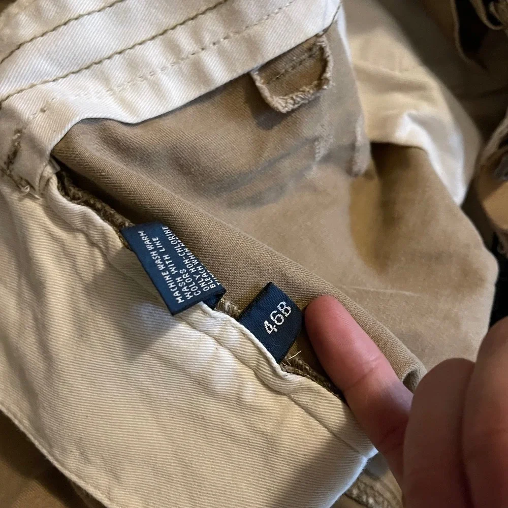 Polo Ralph Lauren Mens Khaki Cargo Shorts Tan Distressed 46B 67-RL-11202